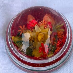 Vintage Dried Flower Lucite/Acrylic Dome Paperweight